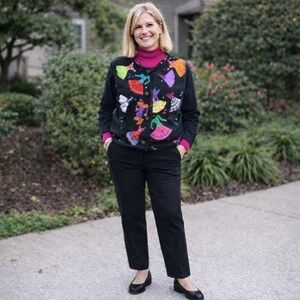 Michael Simon Women's Size Large Broadway Dancers Sweater Cardigan Vintage 90s